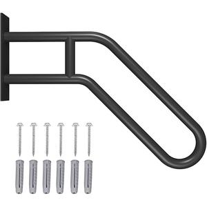 Wall Mount Hand Rails for Outdoor or Indoor Steps Stair Railing Metal Heavy Duty Non-Slip 1-3 Step Safe Bars U-Shape Safety Handle Powder Coated Grab Porch Courtyard Doorways Black 23in