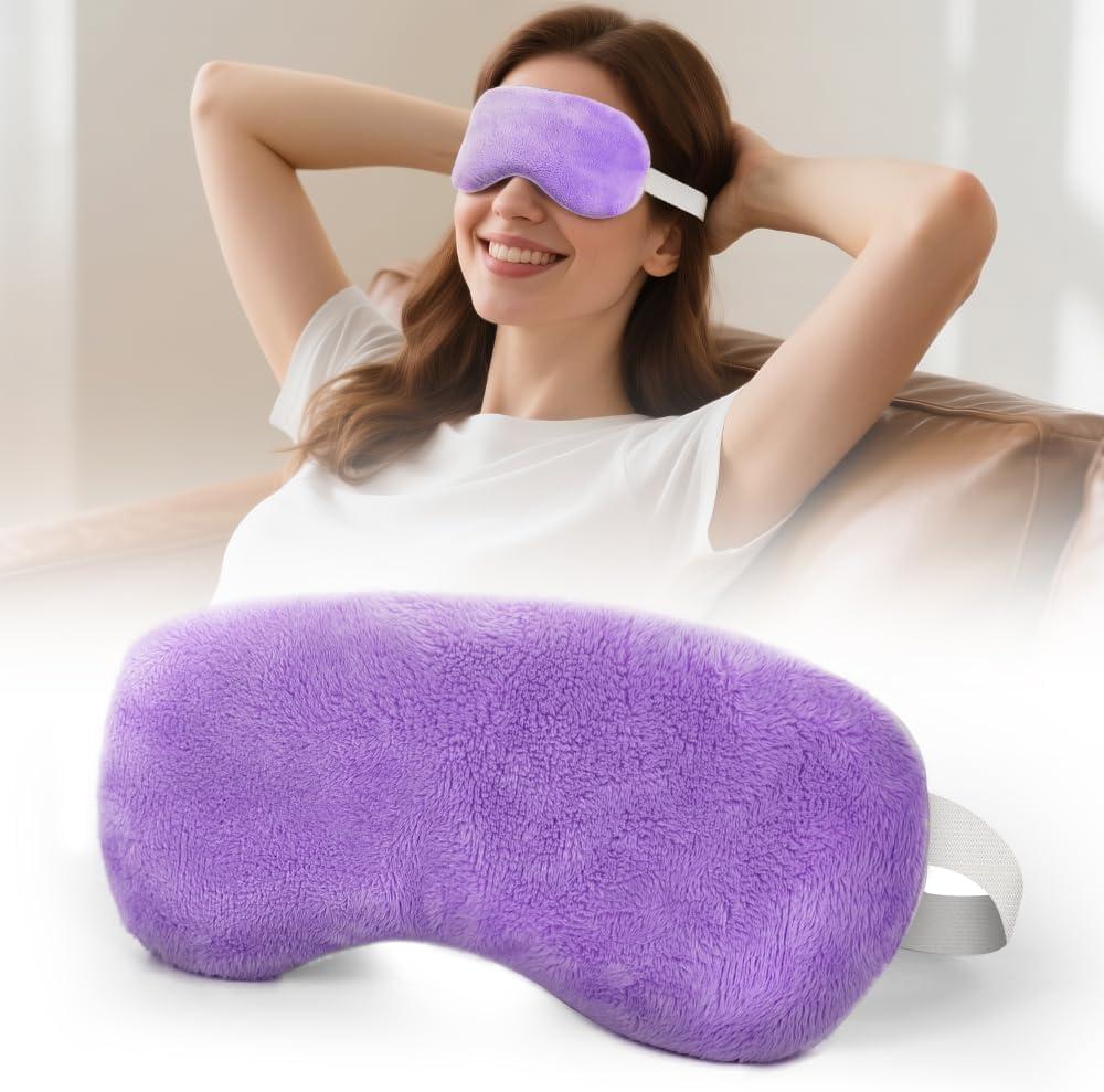 Microwave Heated Eye Mask, Steam Warm Compress for Dry Eyes, Work with Relieve, Blepharitis & Stye Treatment (Purple) (Style 1 - Purple)