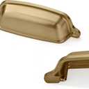 6 Pack 3 inch(76 mm) Brushed Brass Cabinet Cup Pulls Brushed Gold Drawer Pulls Kitchen Hardware Cabinet Handles Drawer Handles Knobs Cup Pull.