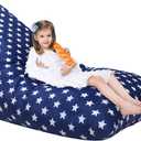 Jorbest Stuffed Animals Storage Bean Bag Chair for Kids and Adults, Stuffed Animals Bean Bag Storage, Luxury Velvet Cover Only (Navy with White Stars 200 L/52 Gal)