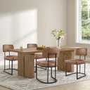 KISLOT Dining Chairs Set of 2, Upholstered Modern Kitchen Chairs with Ergonomic Backrest, Faux Leather Cushion Seat & Metal Legs for Living Room, Restaurant, and Café, Brown