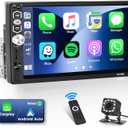 7 Inch CarPlay Single Din Touchscreen Car Radio: Android Auto Car Radio 1 Din with Bluetooth 5.1 AUX USB TF SD Slot FM Radio SWC EQ Backlight Remote Control Phone Link Car Player+Backup Camera