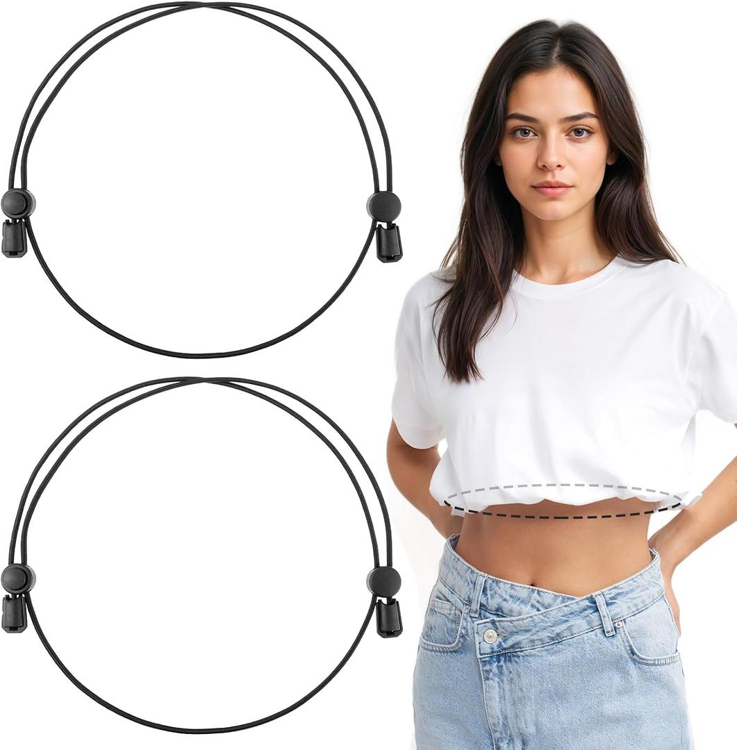 7 x Mabor 2 Pcs Shirt Tuck Band Women, Adjustable Crop Band for Tucking Shirts Belly Leaking Elastic Bands to Change The Style of Your Top Shirt Stays Belt for Women
