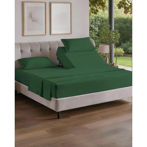 Flex Top Split Head King 4 Piece Sheet Set - Ultra-Soft, Breathable & Cooling Bed Sheets Set - Hotel Luxury Bedding for Women & Men with Deep Pockets - Wrinkle & Fade Free - Oeko-Tex - Emerald Green