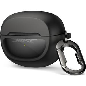 SURITCH Case Cover for Bose Ultra Open Earbuds(2024), Shockproof Protective Cover for Bose Ultra Open Wireless Ear Earbuds Charging Case Accessories with Carabiner, Black