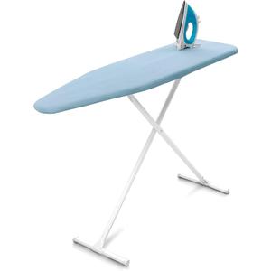 HOMZ Ironing Board, Folding Compact Table with Foam Pad and Cotton Cover, Light Blue - Portable Iron Machine Stand for Pressing Clothes - Ideal for Home, Dorm, and Laundry Room