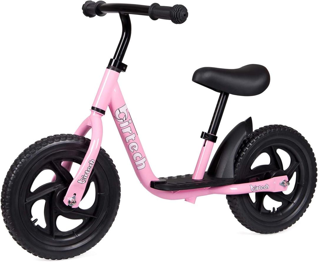 Birtech Balance Bike for 2-5 Year Old, 12 Inch Toddler Bike No Pedal Training Bicycle with Adjustable Seat Height, Airless Tire, Pink 