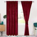 Hiasan Red Velvet Curtains 84 inches-Blackout Thermal Insulated Solid Soft Curtains for Bedroom Living Room Rod Pocket Room Darkening 2 Panels Window Drapes with Tiebacks, 52W x 84L