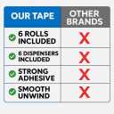 Heavy Duty Clear Packing Tape with Dispensers (6 Rolls, 1.88 x 25 yd)  Strong Shipping Tape for Moving, Holiday Gift Wrapping, Mailing & Everyday Packing