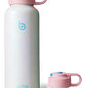 BOTTLE BOTTLE Water Bottle for Carbonated Drinks 20oz Insulated Bottles for Fizzy Drinks Keep Carbonation Longer Leak Proof for Sports Travel School (White/Pink)