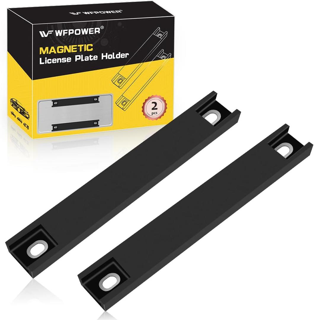 2 Pack Premium Rubber Coated Magnetic License Plate Holder, Magnet Tag, Demo Tag Test Drive, Car Dealer Magnet Bar License Plate Frame with Screws No Scratch for Car Truck (Black)