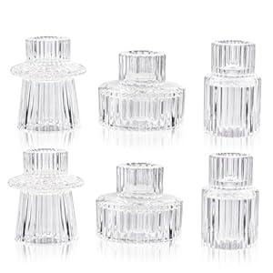 WELLIFE 3 Pcs Amber Glass Candle Holder, Taper Candle Holder, Amber Glass Candlestick Holder for Party, Wedding Decorations, Table Centerpieces and Thanks Giving