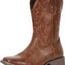 IUV Cowboy Boots For Men Square Toe Western Boot Durable Retro Classic Embroidered Pull On Boot Slip Resistant Country Boots, 10.5