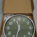 Modern Wall Clock, 10 Inch Digital Wall Clocks Battery Operated, Round Non Ticking Silent Analog Clock for Bedroom Living Room Kitchen Office Gym Classroom Decor, Olive Green