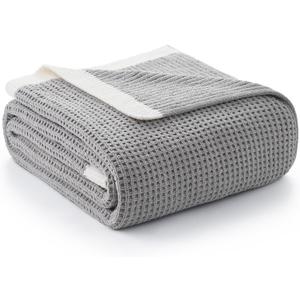 Amlie Home Chenille Throw Blanket, Soft Cozy Waffle Throw for Couch & Sofa, Warm Yet Lightweight, Breathable All-Season Throws for Women Men, Housewarming, Birthdays, 50"x60", Grey