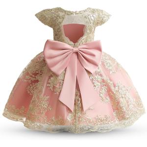 HNXDYY Baby Girl Tutu Dress Princess Lace Embroidery Wedding Party Gown (6-12 Months, #2006-c Pink)
