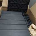 Plastic Interlocking Deck Tiles 9 Pack 12"x12" Waterproof Indoor Outdoor Composite Patio Flooring Decking Tiles All Weather Use for Patio Porch Balcony Backyard Poolside, Dark Grey