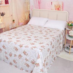 1-Piece Flat Sheet Twin Size Flower Printed Pure Cotton Bed Sheets Hotel Quality Decorative Top Sheets Easy-Care