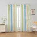 FANLI Ombre Rainbow Blackout Curtains for Kid Girls Bedroom Living Room Darking Stripe Double Layer Star Cut Out Wall Home Decor Gradient Grommet Window Curtains Blue Green 52Wx84L