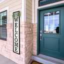 Front Porch for Welcome Standing Sign 45"X9" Vertical Tall Long Leaner Outdoor Front Door Wood Framed Decor (Black)