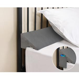 Vekkia Queen Bed Wedge Pillow for Headboard Gap Filler(0-3.5"),High-Density Foam, Prevents Pillows & Items Loss, Ergonomic Design, Large Storage Pockets, Removable & Washable Cover,Gray,60"x7"x5"