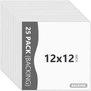 25 Pack Backing Boards Only - 12x12 Uncut White Mats Matboards, Acid Free & White Core Backerboards, Ideal for Photos/Pictures/Prints/Frames/Arts