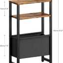 Narrow Side Table with Charging Station Slim End Table Sofa with Magazine Rack, Bedside Table for Small Spaces, 3 Tier Nightstand for Living Room Couch, Bedroom Rustic Brown LET503RE
