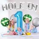 Golf Themed Party Decorations Balloons - 11 Pcs Hole In One Birthday Decorations Letter Blue Number 1 Foil Ball Golf Balloon Decor For Boys 1st Birthday Party Supplies