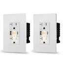 20A Outlet with LED Night Light & USB Charger, Tamper-Resistant Wall Receptacle, 5A USB Type-A & Type-C Ports, Electrical Outlet with Nightlight for Home, Bedroom, Kitchen, White (2 Pack) 