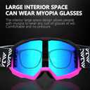 Motorcycle Goggles Men Women,UV400 protection Dirt Bike ATV MX DH Goggles Glasses,Anti-Slip Strap,Scratch-Proof (Bluepink)