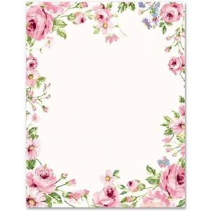 AnyDesign 60 Sheets Floral Stationery Letterhead Paper Pink Flower Blossom Letter Paper Spring Writing Paper Notes Greeting Paper for Wedding Birthday Invitation Office Printing, 8.5 x 11 Inch