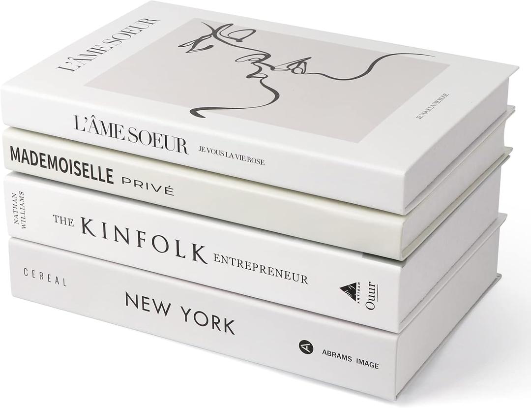 4 Pack Faux Books for Decoration, Ediactcyl Modern Fashion Decorative Books Set for Hardcover Home Decor, Fake Book Stacks Display for Bookshelf Living Room Decor