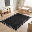 GarveeHome 3x5 Scalloped Washable Area Rug Non Slip Bedroom Entryway Rug