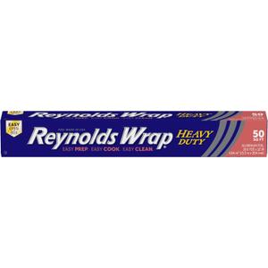 Reynolds Wrap Heavy Duty Aluminum Foil Roll, Thick Heavy Duty Foil for Added Strength and Durability, Secure Easy Open and Close Tab, 12 Inches Wide, 50 Sq. Ft. (Silver)