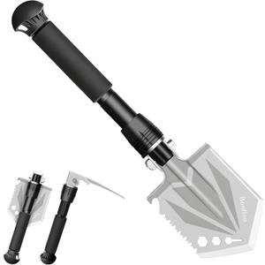 Foldable Camping Shovel - 14.6" High Carbon Steel Portable Multitool Entrenching Tool for Backpacking, Hiking, Survival & Car Emergency - Lightweight & Rustproof (Basic 14.6" E-Tool)