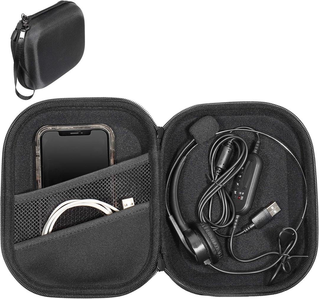 GETGEAR Headset Case Compatible with Jabra Biz 1500, Evolve 65/40 UC, Plantronics Voyager 104, Blackwire C5220/C3220/C225, Mpow Pro/M5/M5 Pro/HC5/V5.0, TaoTronics, YAMAYN Wireless Headsets.