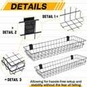 Zonon 4 Pack Extra Large Slatwall Baskets, 30x10x4in, 28x10x4in Slat Wall Panel Hanging Wire Basket for PVC Slatwall Ventilated Metal Slat Wall Storage Display Basket for Kitchen Garage Shop Home