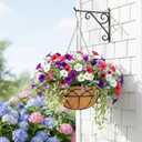 EIMQUVW 4-Pack Outdoor Metal Hanging Baskets 14 Inches Black Round Flower Pot with Coconut Fiber Lining Decorative Wire Hanging Planter Suitable for Patios Gardens and Walls