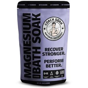 Coach Soak Recovery Bath Soak - Faster Absorption Than Epsom Salt for Pain - Rejuvenating Magnesium Flakes with 21 Minerals, Essential Oils & Bath Salts, 2,8lbs (Calming Lavender)