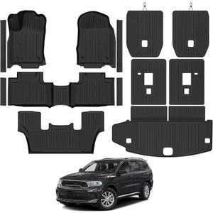 Custom Fit Floor Mats for 2016-2025 2026 Dodge Durango 6-Seater 2nd Row Bucket Seats, All Weather TPE Floor Liners & Trunk Mat & Backrest Mats & Door Sill Guard, Full Set Interior Accessories