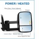 JZSUPER Towing Mirrors fit for 2003-2006 Chevy Silverado 1500 2500 3500 GMC Sierra Suburban Yukon XL Tahoe Pickup Truck A Pair of Tow Mirror Power Heated Arrow Signal Light Black Cap, Large