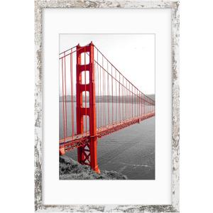Frametory, 16x24 Frames Display 12x18 Picture with Mat or 16x24 Photo Without Mat, Shatter-Resistant Glass, Pre-Installed Wall Mounting Hardware - Distressed White