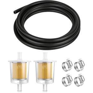 3/8Inch (10MM) ID Fuel Line kits,6Ft Fuel Line&2Pcs Gas Inline Fuel Filter Fits 3/8inch&4 Pcs Mini Adjustable Fuel Hose Clamps for Motorcycles,ATV,Lawn Mowers,Small Tractors Garden Tillers