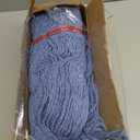 Matthew Large Commercial&Residential Mop Heavy Duty Industrial Mops w/Screw-on handle(Fit Standard American Screw)Looped-End String Wet Cotton Mops for Home,Office,Warehouse - 1 Set&2 Mop Replacements