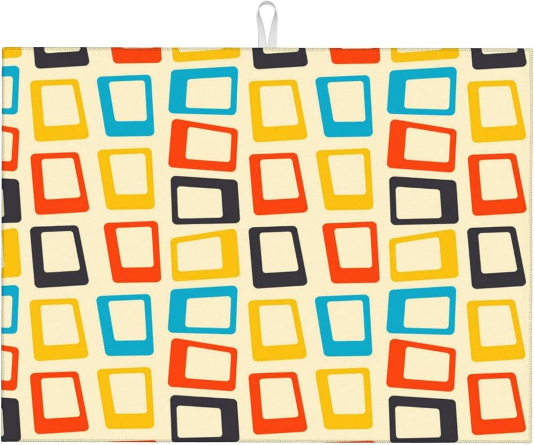 Mid Century Modern Dish Drying Mat for Kitchen Counter Decorative Drying Pad 18x24 Inch Absorbent Reversible Retro Dish Drainer Rack Mats Mid Century Modern Dish Drying Mat for Kitchen Counter Decorative Drying Pad 18x24 Inch Absorbent Reversible Retro Dish Drainer Rack Mats