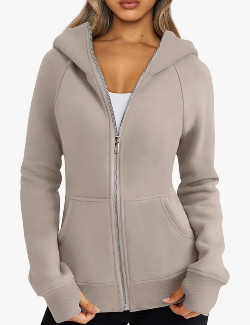 Trendy Queen Women's Full Zip Up Hoodie - Fitted Long Sleeve Sweatshirts for Fall and Winter,S