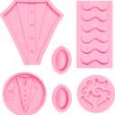 Father's Day Silicone Molds Set, Mustache Necktie Chocolate Candy Molds for Birthday Father's Day Cake Decoration Cupcake Toppers Gum