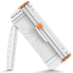 Evteck Paper Cutter 12 Inch Paper Trimmer Slider Crafting Scrapbooking Supplies for A4 Vinyl Photo Cardstock with Security Blade and Foldable Ruler (White)