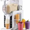 Soft Serve Ice Cream Machine - 67 oz Slushie Machine for Home, 2-In-1 Soft Ice Cream Slushy Maker with 5 Pre-Set Modes, No Ice Needed Frozen Drink Machine for Margarita, Milkshake, Frappés (White)