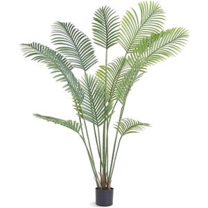 VEVOR Artificial Palm Tree, 6 FT Tall Faux Plant, Secure PE Material & Anti-Tip Tilt Protection Low-Maintenance Plant, Lifelike Green Fake Tree for Home Office Warehouse Decor Indoor Outdoor